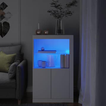 vidaXL Bijzetkast met LED-verlichting bewerkt hout wit, Verzenden, Nieuw