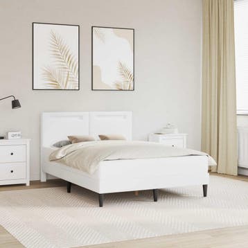 vidaXL Bedframe met LED-stripverlichting Wit 140 x 190 cm, Verzenden, Nieuw