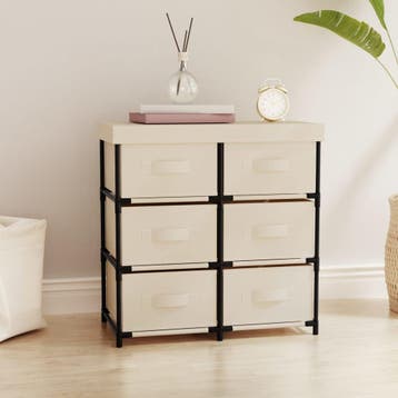vidaXL Opbergkast met 6 lades 55x29x55 cm staal crèmekleurig, Huis en Inrichting, Kasten | Overige, Verzenden, Nieuw