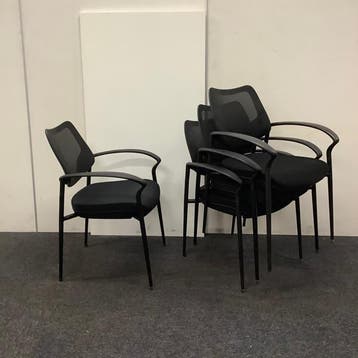 complete set van 4 stuks vergaderstoelen/ stapelstoelen, Huis en Inrichting, Stoelen, Gebruikt, Zwart