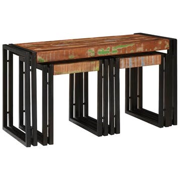 vidaXL Nesttafel 3 st Bruin en Zwart 82 x 40 x 45 cm, Verzenden, Nieuw