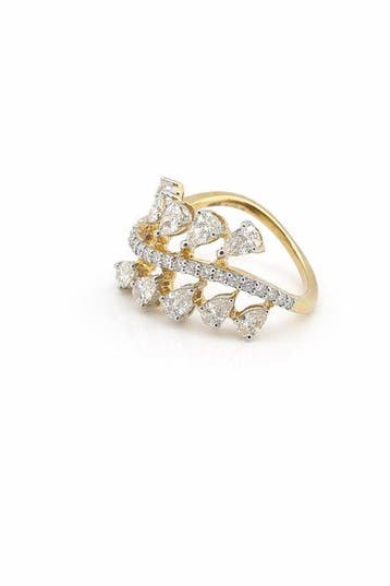 Bague de cocktail - 18 carats Or jaune, Plaqué rhodium -