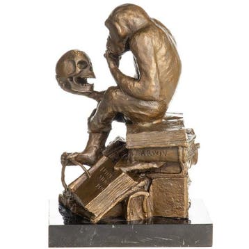 sculptuur, Sculpture en bronze – Le Singe de Darwin,, Antiquités & Art