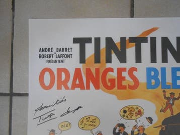 Tintin - Tintin et les oranges bleues + dédicace + photo du, Livres