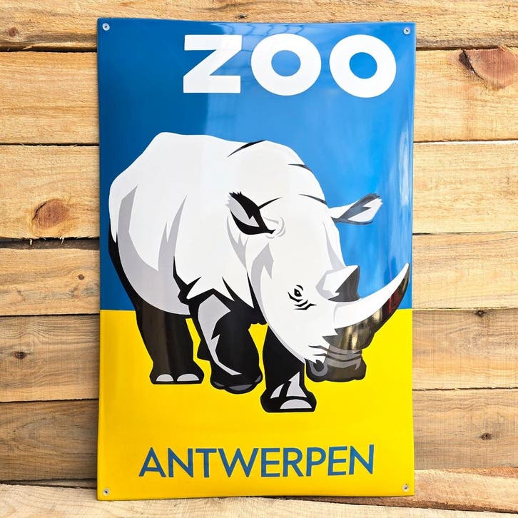 Reclamebord Antwerpen Zoo Neushoorn, Collections, Marques & Objets publicitaires, Envoi