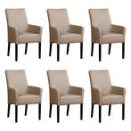 Set van 6 Leren eetkamerstoelen Just met armleuning -, Ophalen of Verzenden, Nieuw, Leer, Eén