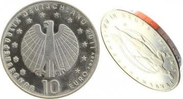 Duitsland Fehlpraegung 10 Euro 2011 Randschrif t voetbals..., Verzenden