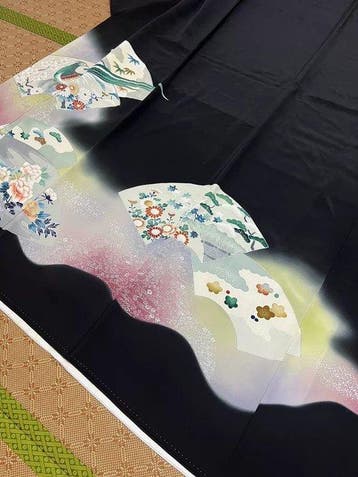 Vintage Japanse zwarte tomesode kimono - Zijde - Japan -