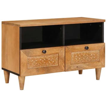 vidaXL TV Eenheden Lichtbruin 70 x 33 x 46 cm Bewerkt hout, Huis en Inrichting, Woonaccessoires | Cd- en Dvd-rekken, Verzenden