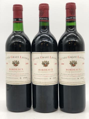 3 x 75cl Cuvee Grafé Lecocq OAC Bordeaux 2000 (rood), Ophalen of Verzenden, Rode wijn