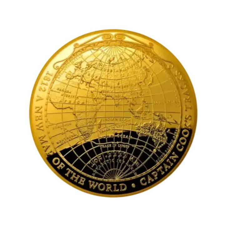Gouden New Map of The World | Proof 1 troy ounce, Postzegels en Munten, Edelmetalen en Baren