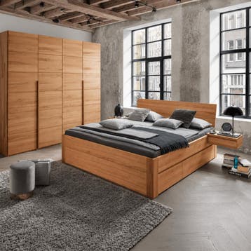 Forestales Cleveland Massief Eiken Houten Bed met Lades 45CM
