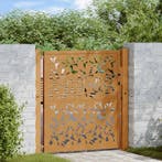 vidaXL Poort met bladontwerp 100x100 cm weervast staal, Verzenden