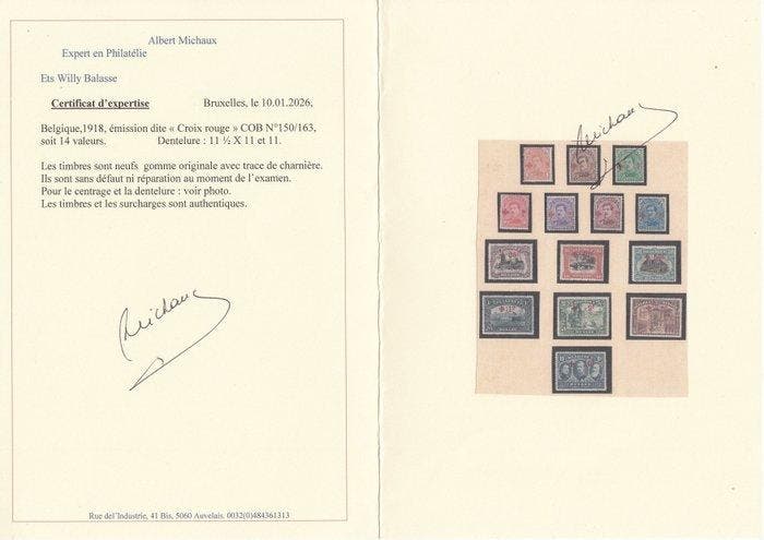 België 1918 - Rode Kruis - OBP : 150/163 met goede centrage, Postzegels en Munten, Postzegels | Europa | België