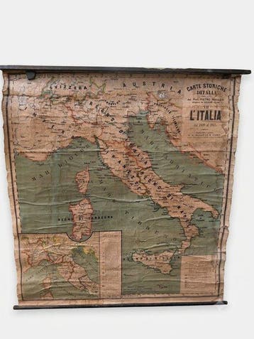 Kaart van Italië 1809-1815 - retroposter 1930 - Schoolkaart, Nieuw