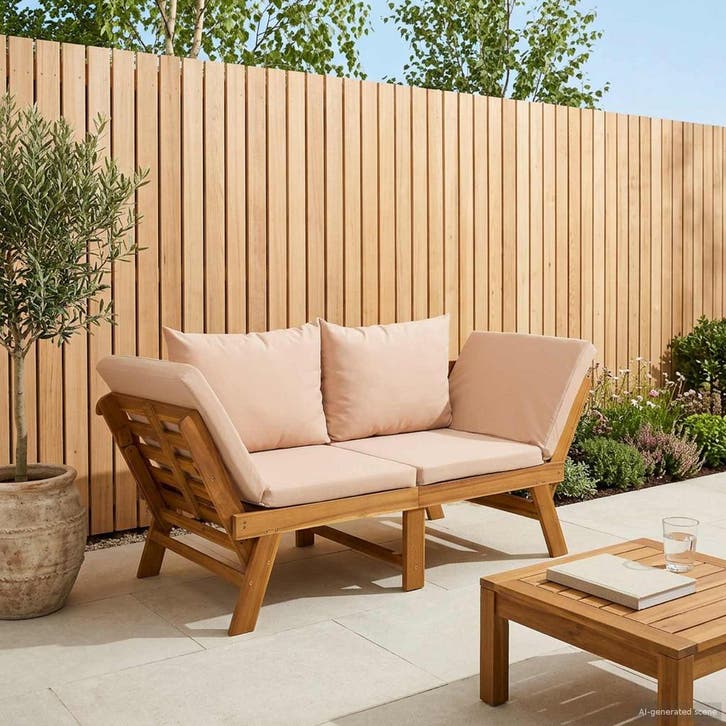 vidaXL 3-in-1 Tuinbank met Kussens Massief Acacia Hout, Tuin en Terras, Tuinsets en Loungesets, Nieuw, Verzenden