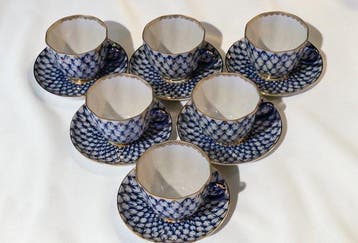 Lomonosov Imperial Porcelain Factory - Koffieservies voor 6