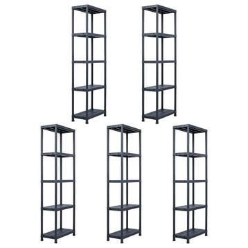 vidaXL Opbergrekken 5 st 125 kg 60x30x180 cm kunststof zwart, Verzenden