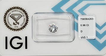 1 pcs Diamant (Natuurlijk) - 0.96 ct - Rond - D (kleurloos), Nieuw