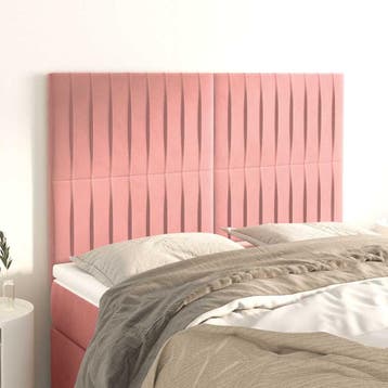 vidaXL Hoofdbord roze 144x5x118/128 cm fluweel, Verzenden, Nieuw