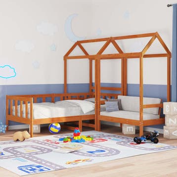 vidaXL Dagbed Set Waskleur Bruin 90 x 200 cm Massief, Verzenden, Nieuw