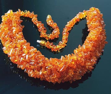 Amber Halsketting - Antiek Vintage Massieve Echte Amber