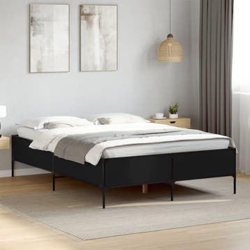 vidaXL Bedframe bewerkt hout metaal zwart 140x200 cm, Verzenden, Nieuw