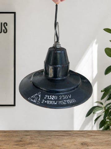 hanging factory lamp - Plafondlamp - Emaille, IJzer -