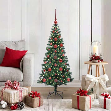 vidaXL Kunststof Voorverlichte Kerstboom Groen 120 cm PVC en, Verzenden