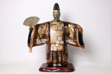 Okina — antieke Takaoka-doki bronzen Noh-deitiefiguur -