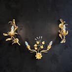 Lampe murale (3) - Fer forgé - 3 appliques en tôle