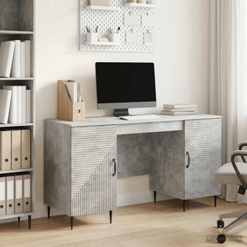 vidaXL Bureau Betongrijs 142,5 x 50 x 75 cm Bewerkt hout, Huis en Inrichting, Bureaus, Verzenden, Nieuw