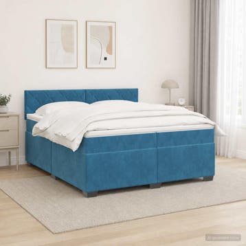 vidaXL Boxspringbed met matras en LED Blauw 200 x 200 cm, Verzenden, Nieuw