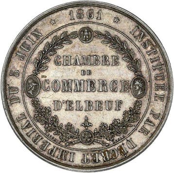 France. Jeton en argent Chambre de commerce dElbeuf, 1861