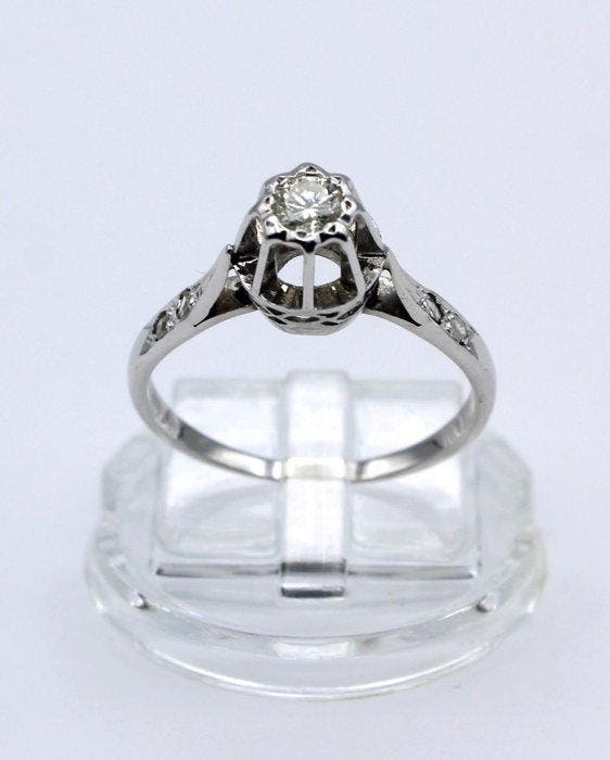 Bague - 18 carats Or blanc - 0.20ct. tw. Diamant (Naturelle), Handtassen en Accessoires, Ringen
