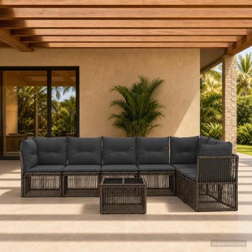 vidaXL Tuinbank Set 8 st Grijs poly rattan, Verzenden, Nieuw