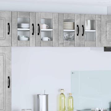 vidaXL Wandglas Kasten LUCCA 2 st Betongrijs Bewerkt hout, Huis en Inrichting, Kasten | Overige, Verzenden, Nieuw