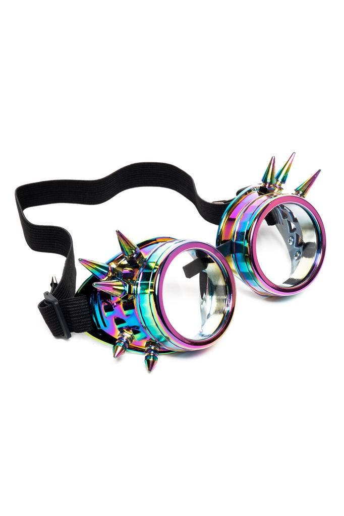 KIMU® Goggles Steampunk Bril Spikes Oliekleurig Montuur Held, Kleding | Dames, Carnavalskleding en Feestkleding, Nieuw, Ophalen of Verzenden