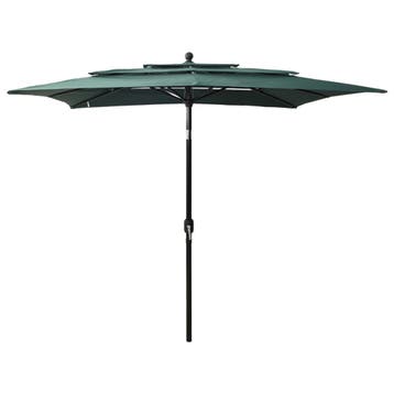 vidaXL Parasol 3-laags met aluminium paal 2,5x2,5 m groen, Tuin en Terras, Verzenden, Nieuw