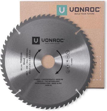 2dekans | VONROC Zaagblad – 210mm – 60 tanden – voor hout –, Doe-het-zelf en Bouw, Ophalen of Verzenden, Nieuw