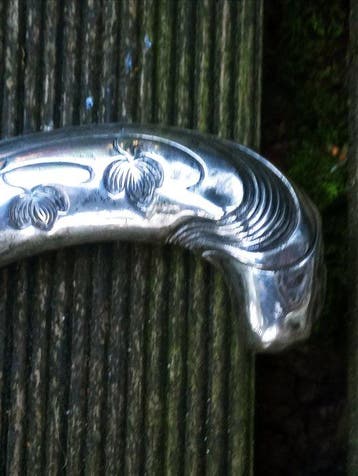 Canne de marche - Bois, Argent 800 - Canne Argent Art
