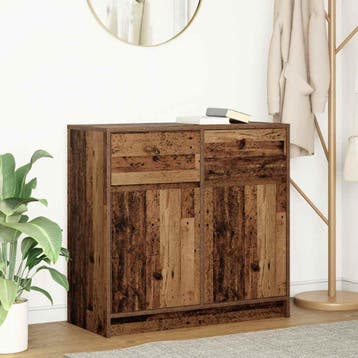 vidaXL Dressoir met lade 80x34x76 cm spaanplaat oud hout, Verzenden, Nieuw