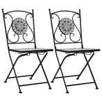 vidaXL Bistrostoelen mozaïek 2 st grijs, Verzenden