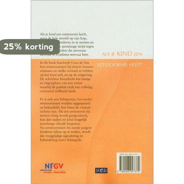 Als Je Kind Een Eetstoornis Heeft 9789026927379 Cora de Vos, Boeken, Gezondheid, Dieet en Voeding, Zo goed als nieuw, Verzenden