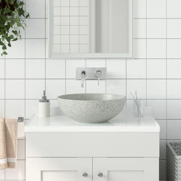 vidaXL Opzetwasbak rond 41x14 cm keramiek grijs, Doe-het-zelf en Bouw, Sanitair, Verzenden, Nieuw