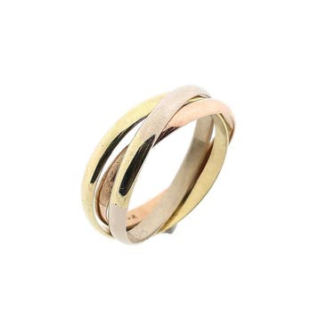 Tricolor gouden ring; 14 karaat; ringmaat 22,5, Gebruikt, 20 of groter, Heer, Ophalen of Verzenden