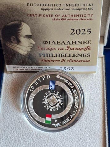 Griekenland. 10 Euro 2025 Santorre di Santarosa Proof