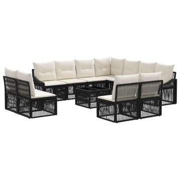 vidaXL Tuinbank Set 12 pcs Zwart poly rattan, Jardin & Terrasse, Verzenden