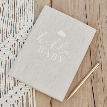 Grijze Gastenboek Hello Baby 16cm, Verzenden