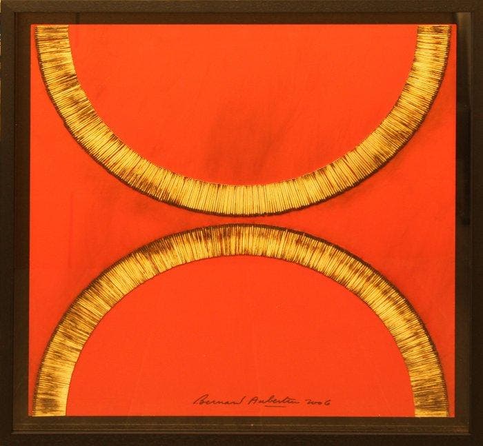 Bernard Aubertin (1934-2015) - Dessin de feu sur table rouge, Antiquités & Art, Art | Peinture | Moderne